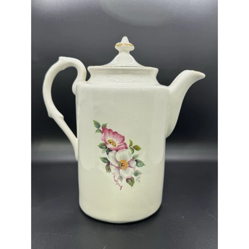 Vintage House of Webster Old English Tea Pot Teapot Strawberry Wild Briar‎ Rose